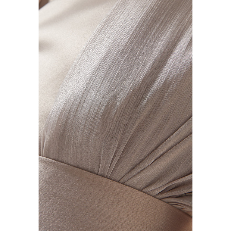 NASS - Belted Maxi Dress in Satin Grey
