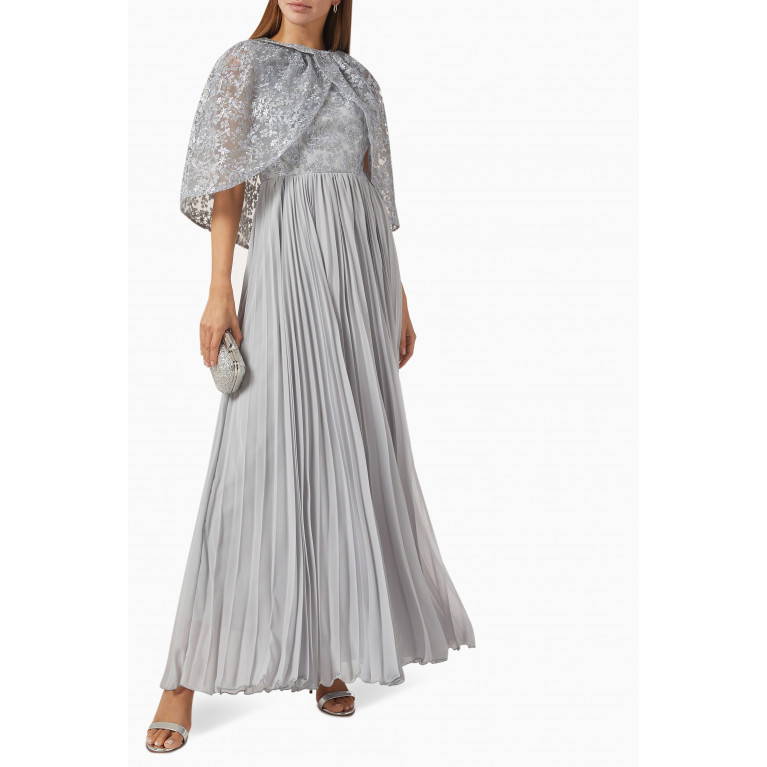 NASS - Cape Maxi Dress in Lace Grey