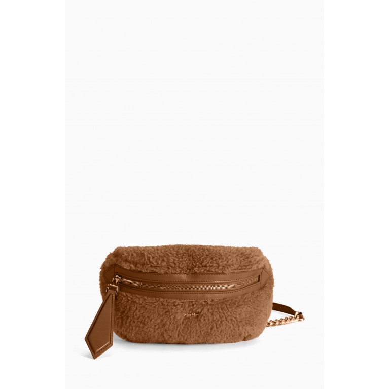 Max Mara - Banane Teddy Belt Bag in Camel Wool & Silk