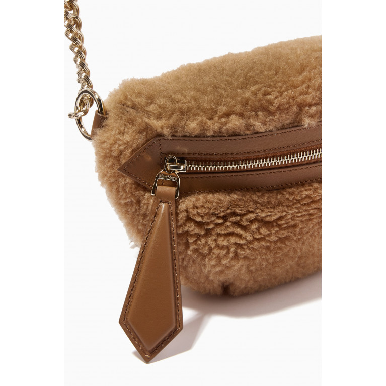 Max Mara - Banane Teddy Belt Bag in Camel Wool & Silk