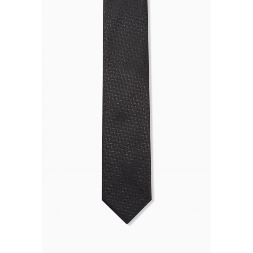 Eton - Herringbone Tie in Silk Black