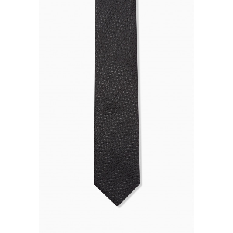 Eton - Herringbone Tie in Silk Black