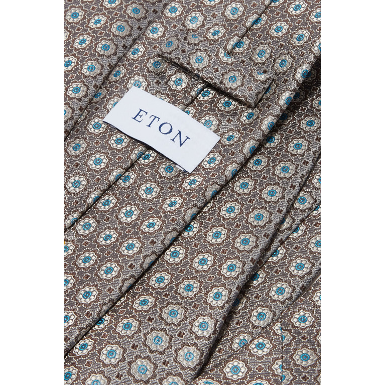 Eton - Medallion Tie in Silk Jacquard Brown