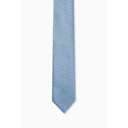 Eton - Geometric Tie in Silk Jacquard Blue