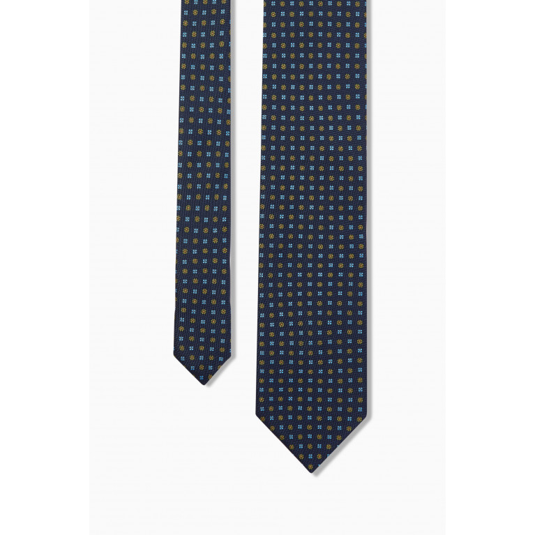 Eton - Micro Floral Tie in Silk Blue