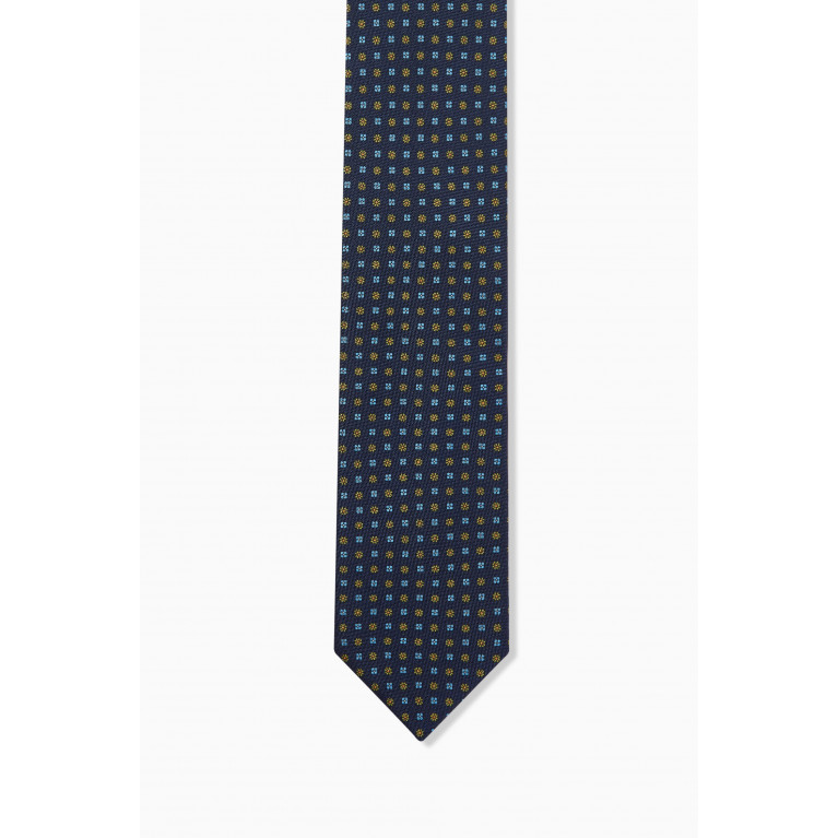 Eton - Micro Floral Tie in Silk Blue