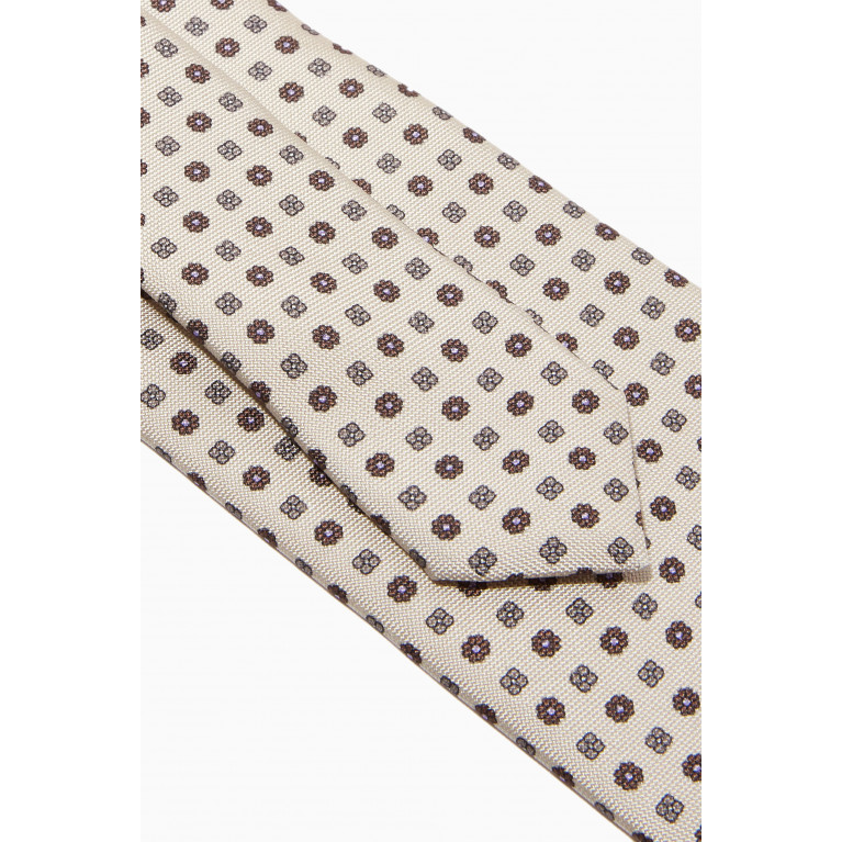 Eton - Micro Floral Tie in Silk Brown
