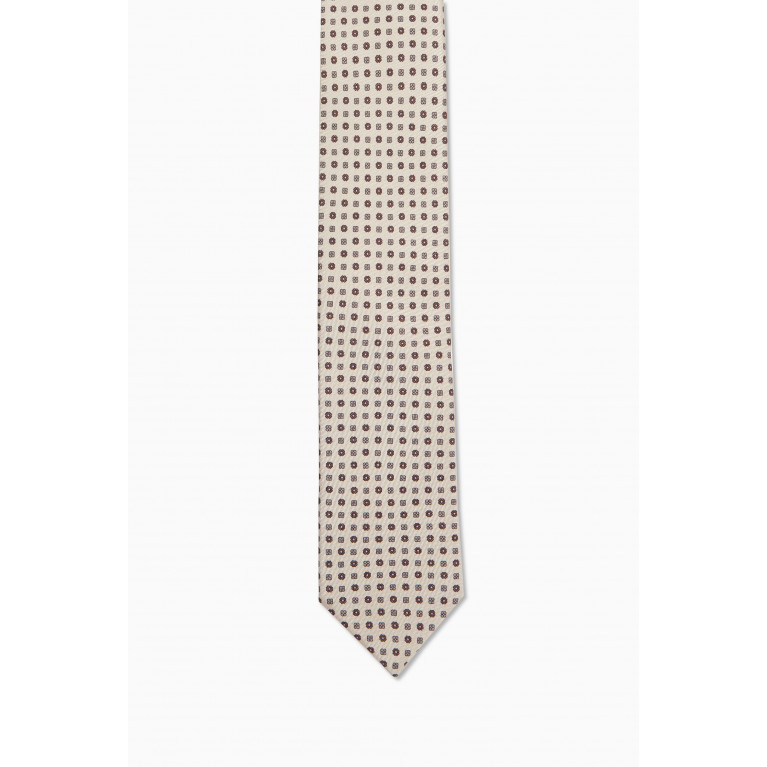 Eton - Micro Floral Tie in Silk Brown