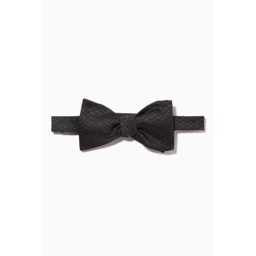 Eton - Herringbone Bow Tie in Silk Black