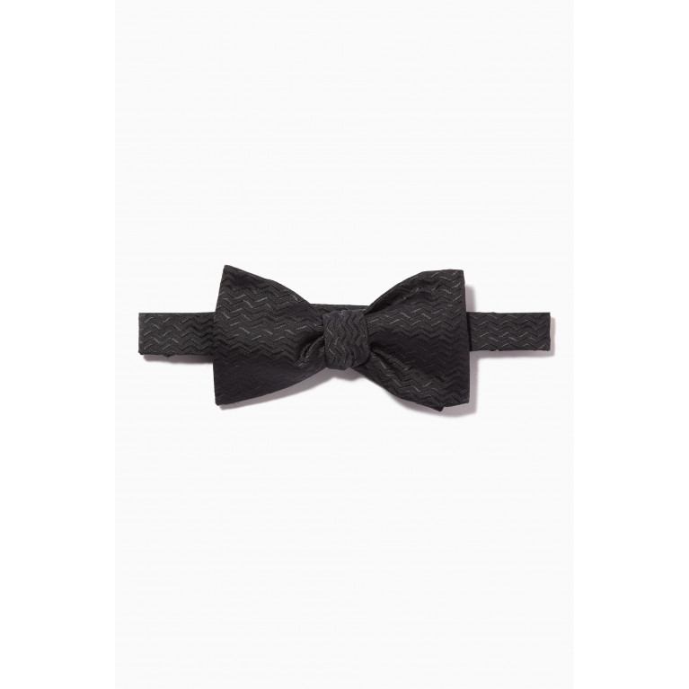 Eton - Herringbone Bow Tie in Silk Black