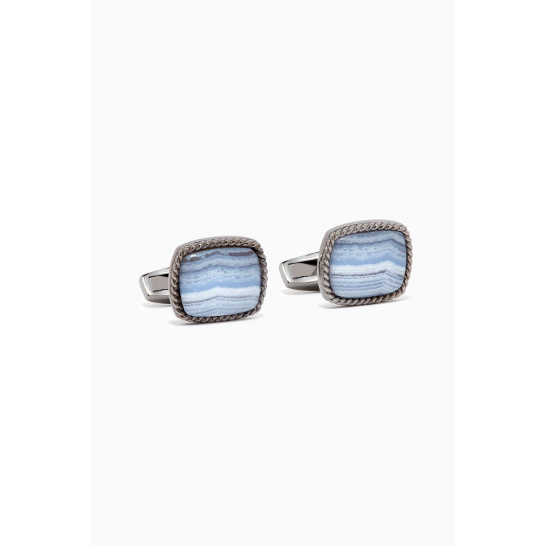 Tateossian - Cable Agate Cufflinks in Sterling Silver