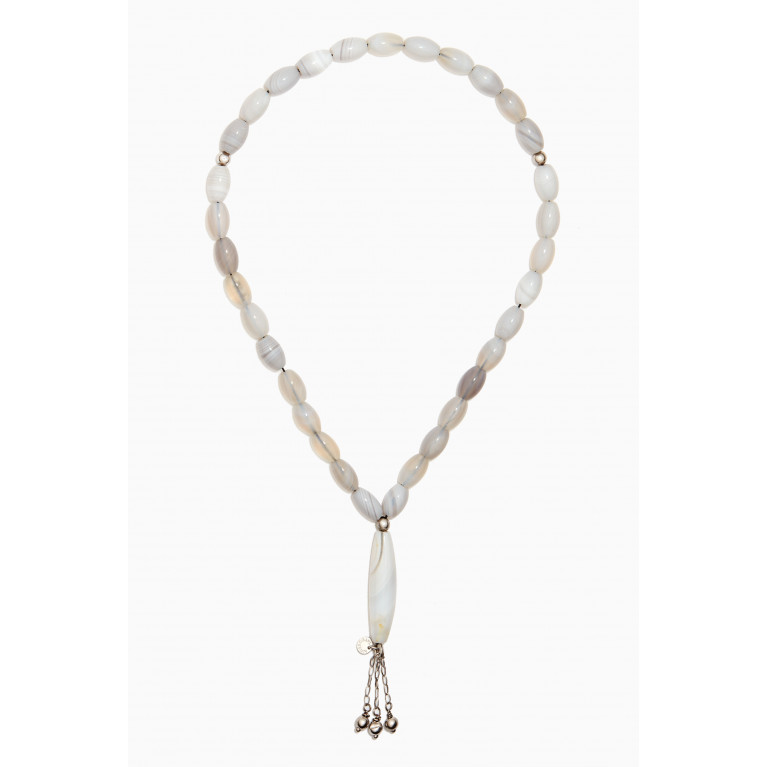 Tateossian - Grey Agate Worry Beads in Sterling Silver