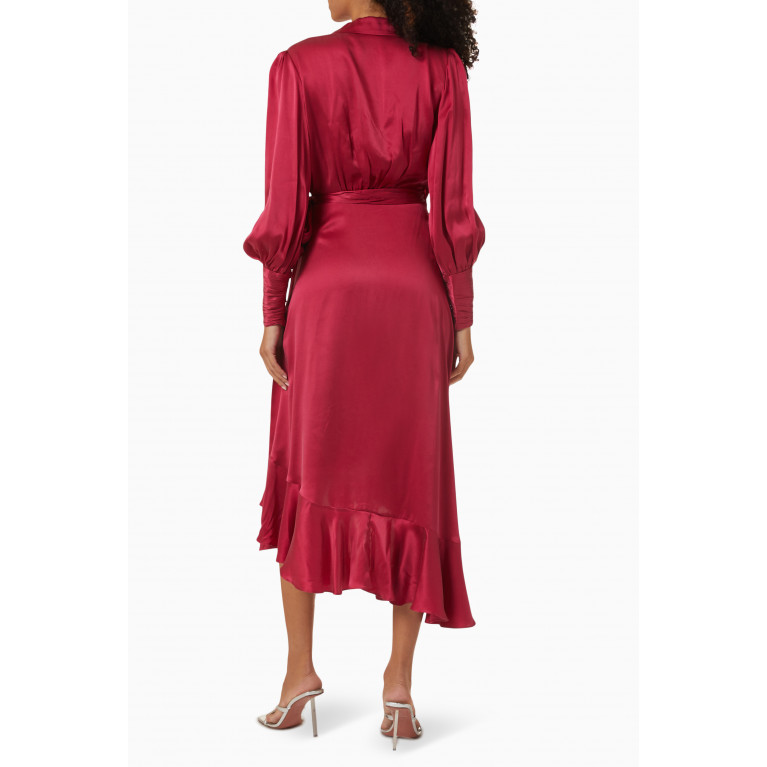 Zimmermann - Wrap Midi Dress in Silk Red