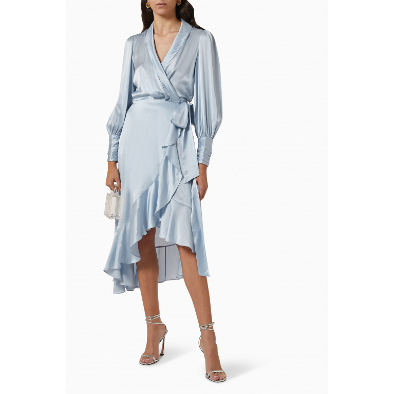 Zimmermann - Wrap Midi Dress in Silk Blue