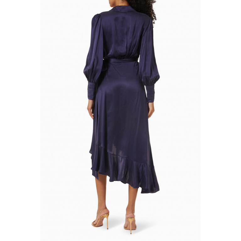 Zimmermann - Wrap Midi Dress in Silk Blue
