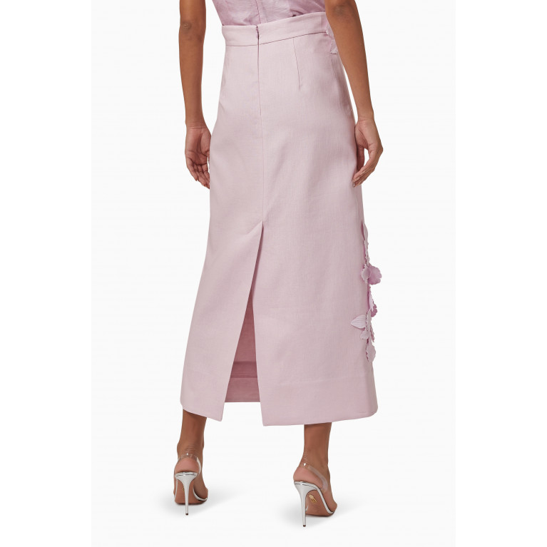 Zimmermann - High Tide Flower Midi Skirt in Linen