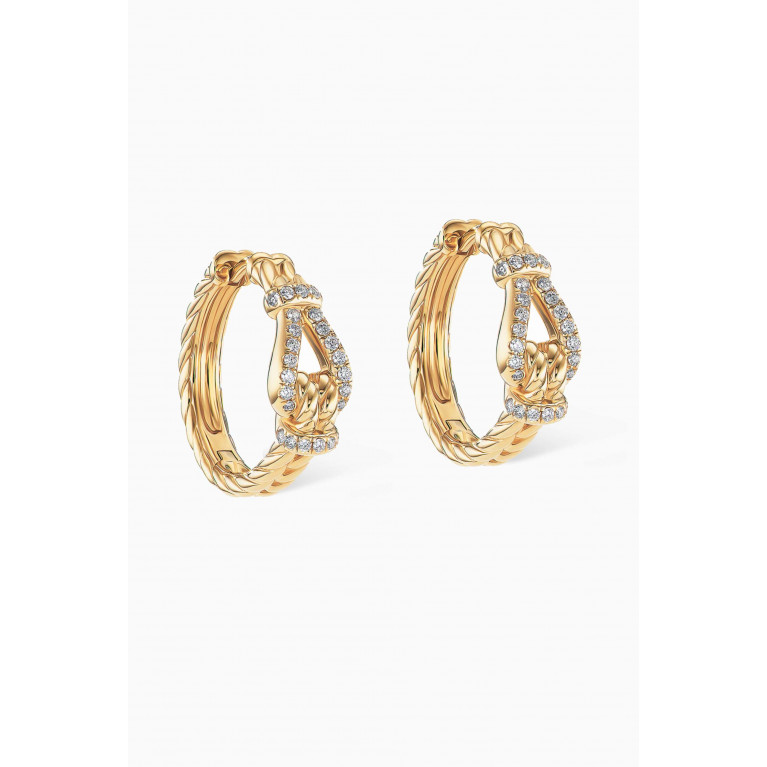 David Yurman - Thoroughbred Loop Hoop Earrings with Pavé Diamonds in 18kt Yellow Gold
