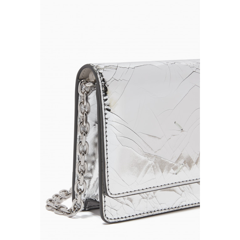 Maison Margiela - Large Wallet on Chain in Cracked Metallic Leather