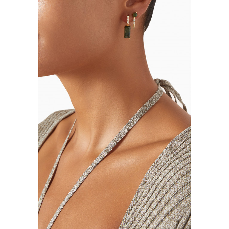 PDPAOLA - Yoki Moss Agate Single Earring in 18kt Gold-plated Sterling Silver