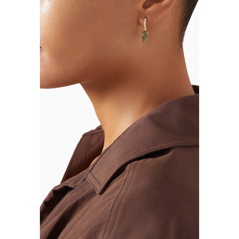 PDPAOLA - Naoki Moss Agate Single Earring in 18kt Gold-plated Sterling Silver