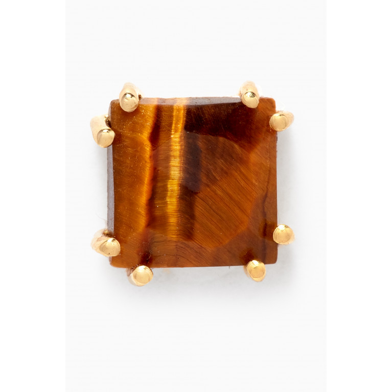 PDPAOLA - Suki Tiger Eye Single Earring in 18kt Gold-plated Sterling Silver