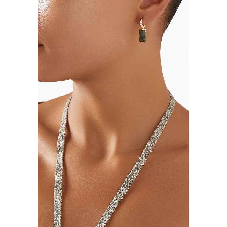 PDPAOLA - Kaori Moss Agate Single Earring in 18kt Gold-plated Sterling Silver
