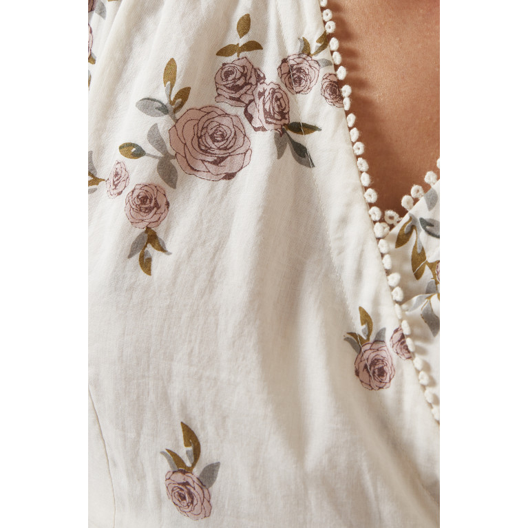 Khara Kapas - Ikigai Floral -print Midi Wrap Dress in Cotton