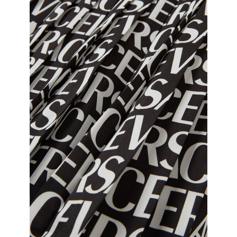Versace - Pleated Logo Dress in Poly Twill