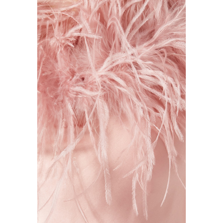 Sleeper - Boheme Feather-trimmed Midi Slip Dress in Ecovero