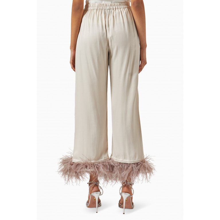 Sleeper - Party Feather-trimmed Pyjama Pants in Viscose