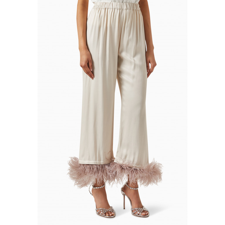 Sleeper - Party Feather-trimmed Pyjama Pants in Viscose