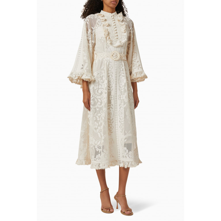 Zimmermann - Tiggy Lace Midi Dress in Cotton