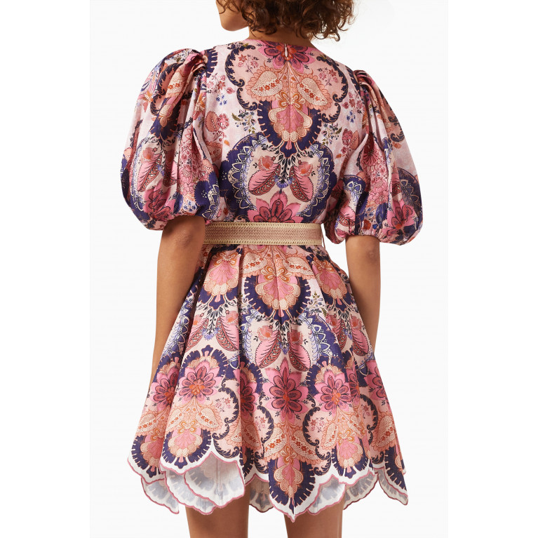 Zimmermann - Laurel Belted Floral-print Mini Dress in Linen