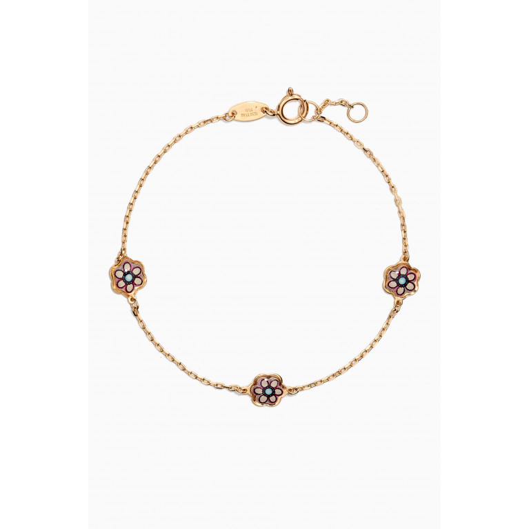 Damas - Lydia TIny Flower Enamel Bracelet in 18kt Gold