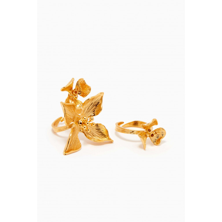 Lynyer - Blossom Set of 2 Rings in 24kt Gold-plated Brass