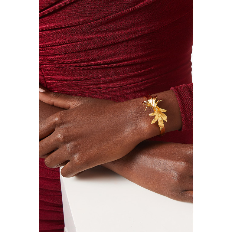 Lynyer - Guzmania Cuff Bracelet in 24kt Gold-plated Brass