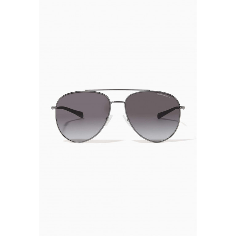 Armani Exchange - Aviator Sunglasses in Metal Silver