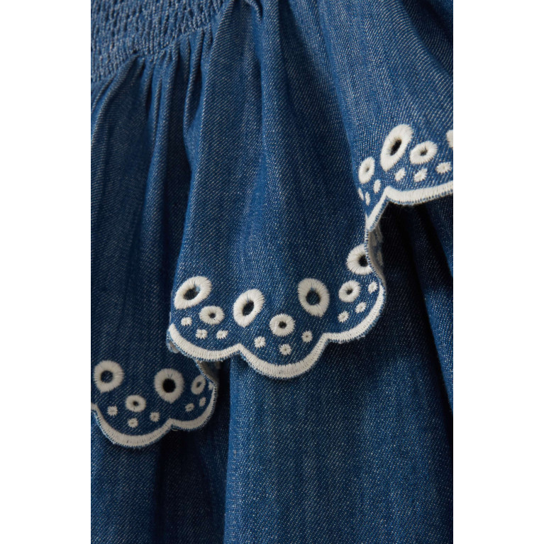 Zimmermann - Tiggy Scallop Denim Skirt in Cotton