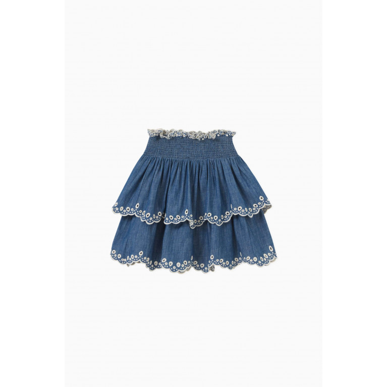 Zimmermann - Tiggy Scallop Denim Skirt in Cotton