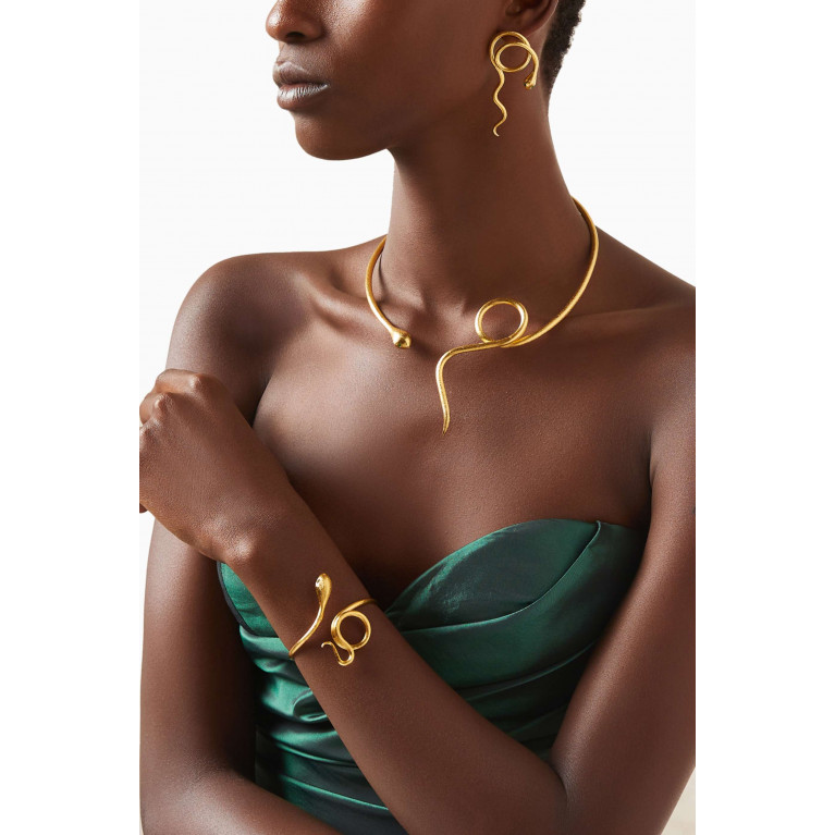 Lynyer - Snake Collar Necklace in 24kt Gold-plated Brass