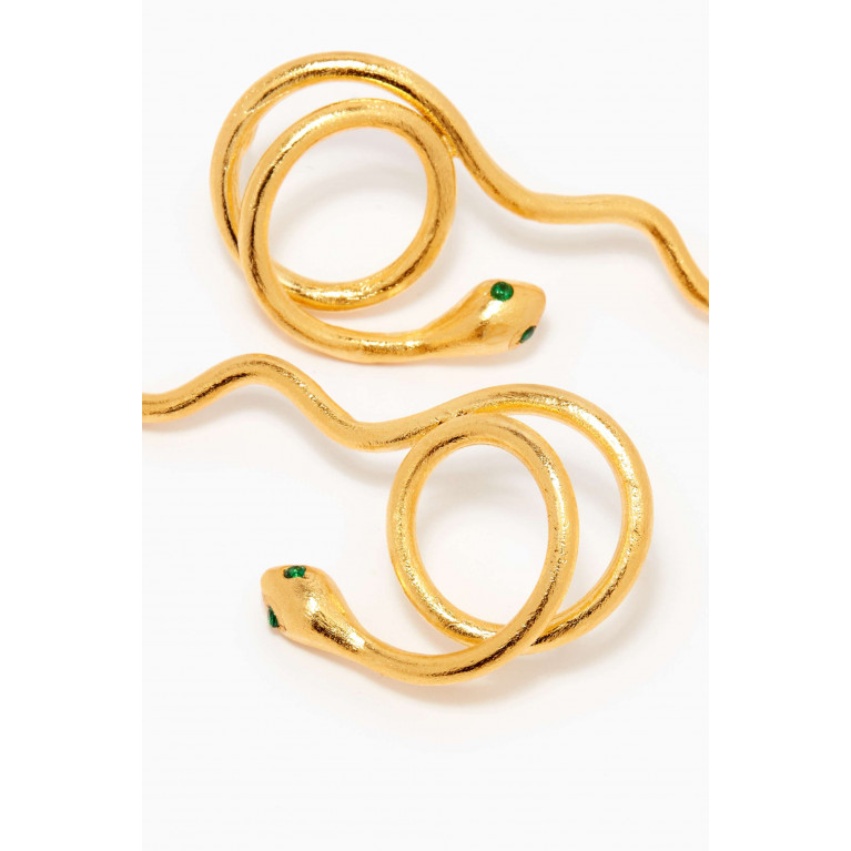 Lynyer - Snake Earrings in 24kt Gold-plated Brass