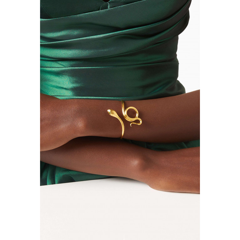 Lynyer - Snake Cuff Bracelet in 24kt Gold-plated Brass