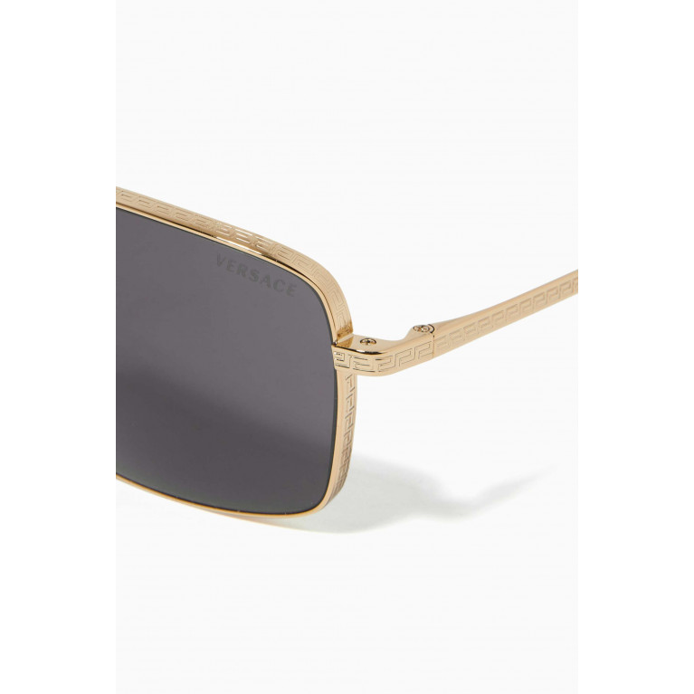 Versace - Greca Square Sunglasses in Metal