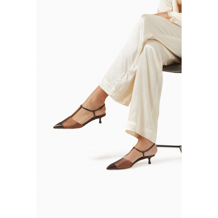 Giorgio Armani - Slingback Sandals in Lamé Leather & G Glitter Rubber