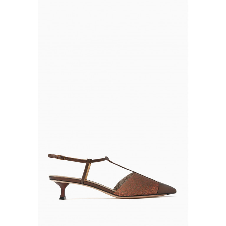 Giorgio Armani - Slingback Sandals in Lamé Leather & G Glitter Rubber