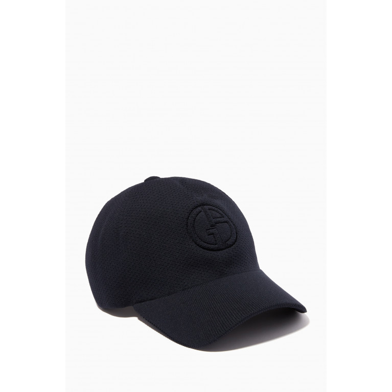 Giorgio Armani - GA Embossed Logo Baseball Hat in Knit Textile Blue