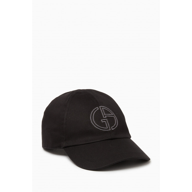 Giorgio Armani - GA Embroidered Logo Baseball Hat in Canvas Black