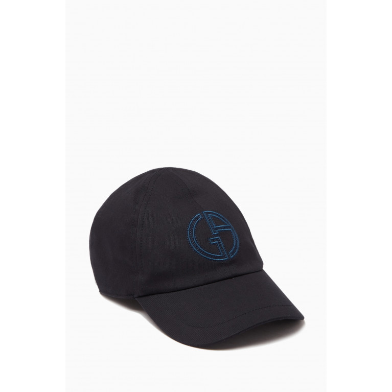 Giorgio Armani - GA Embroidered Logo Baseball Hat in Canvas Blue