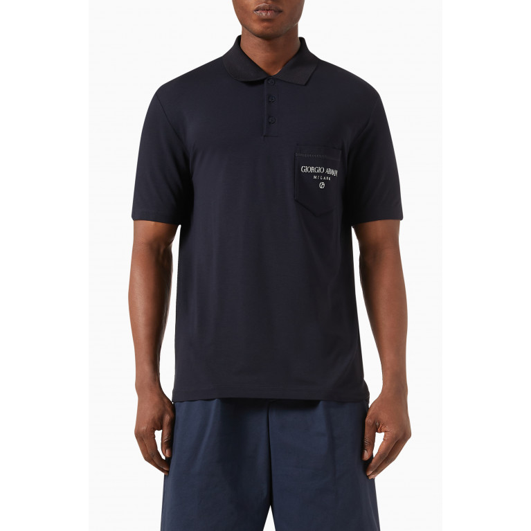 Giorgio Armani - Polo Shirt in Cotton Jersey Blue