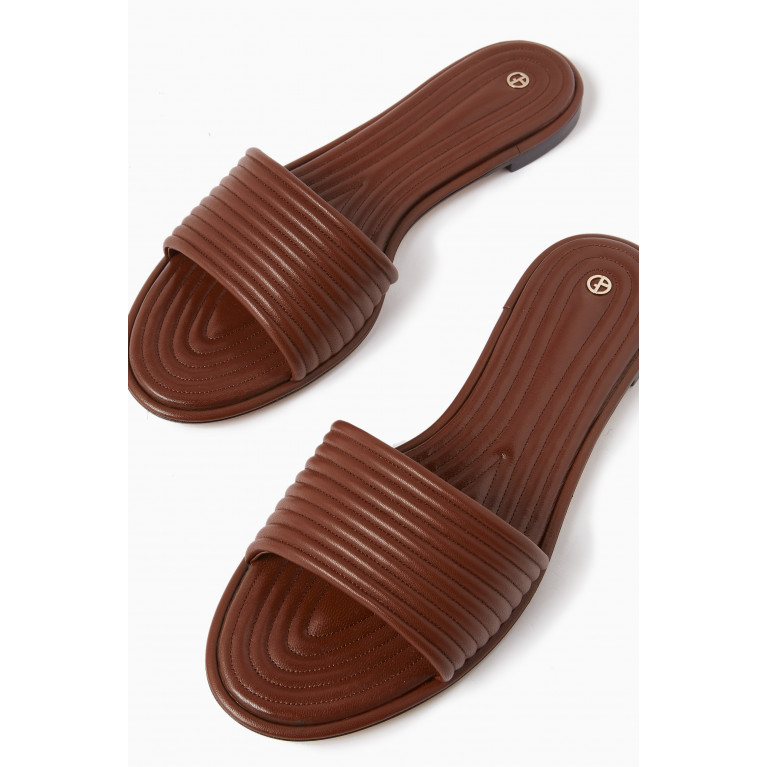 Giorgio Armani - Embossed Flat Sandals in Leather